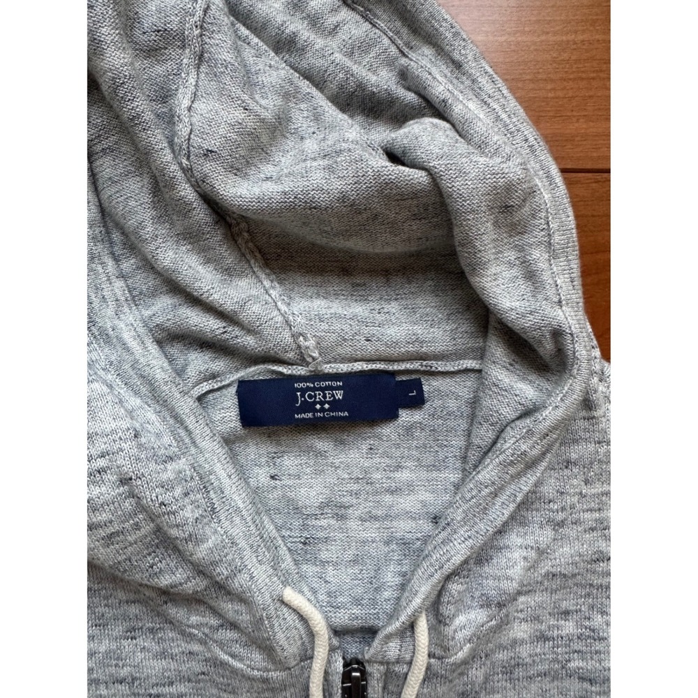 J.Crew Mens Marled Grey 100% Cotton Full Zip Hoodie Sweater Size L - Picture 3 of 6